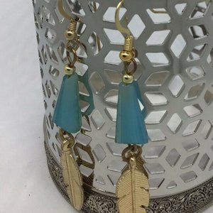 Artisan Gold Tone Glass Bead Dangle Earrings